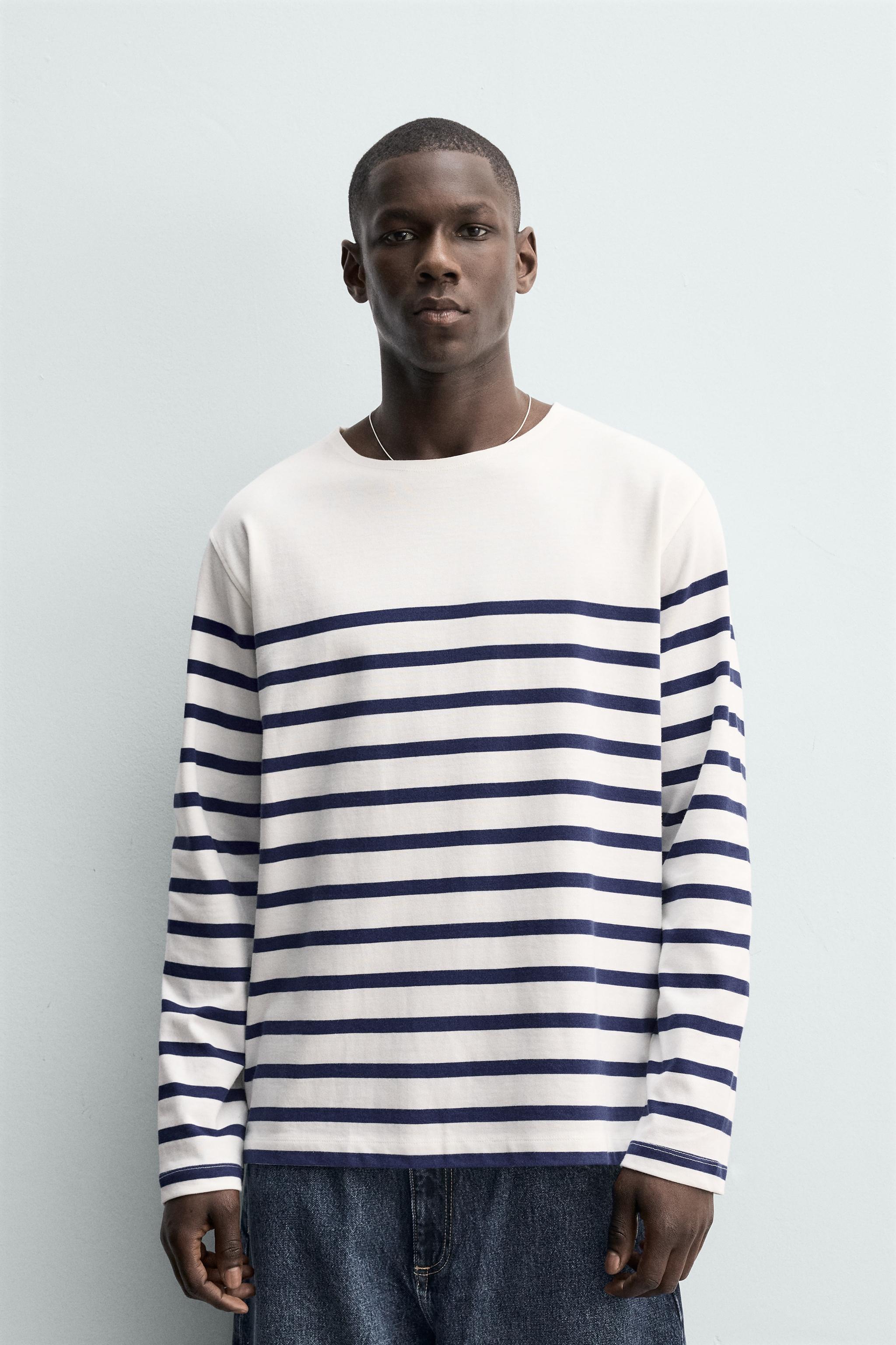 RELAXED FIT STRIPED JACQUARD T-SHIRT